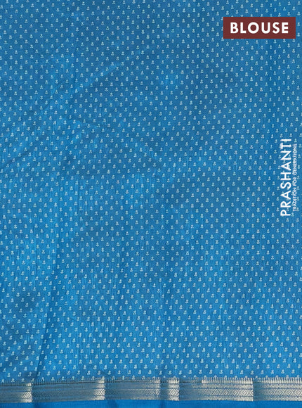 Semi raw silk saree cs blue with allover butta prints and zari woven border