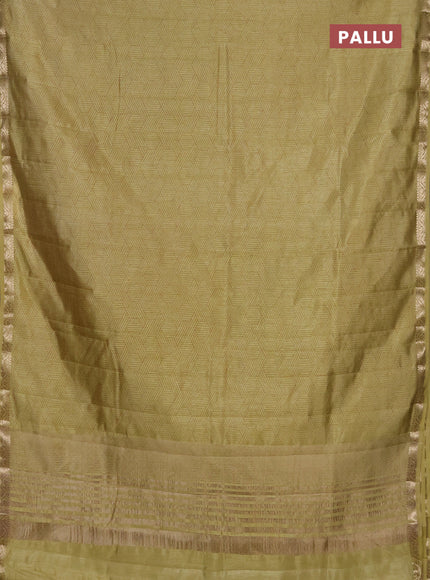 Semi raw silk saree mustard shade with allover geometric prints and zari woven border