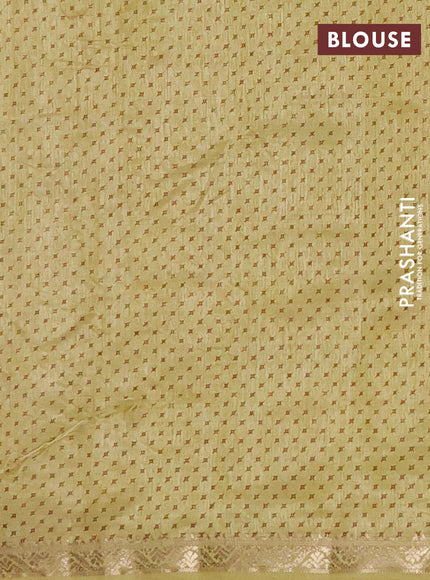 Semi raw silk saree mustard shade with allover geometric prints and zari woven border