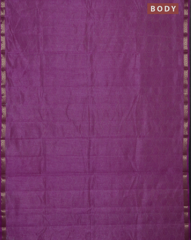 Semi raw silk saree lavender with allover geometric prints and zari woven border