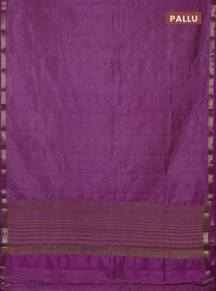 Semi raw silk saree lavender with allover geometric prints and zari woven border