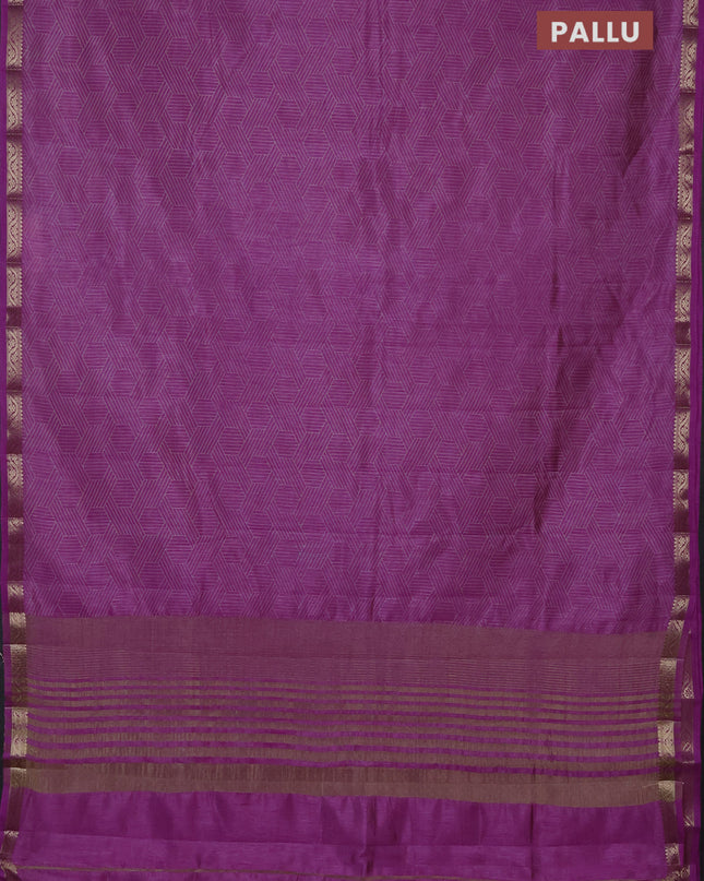 Semi raw silk saree lavender with allover geometric prints and zari woven border