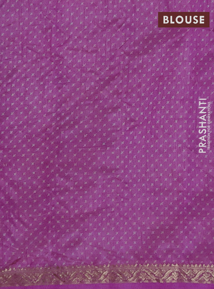 Semi raw silk saree lavender with allover geometric prints and zari woven border