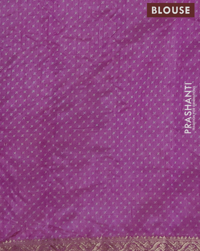 Semi raw silk saree lavender with allover geometric prints and zari woven border
