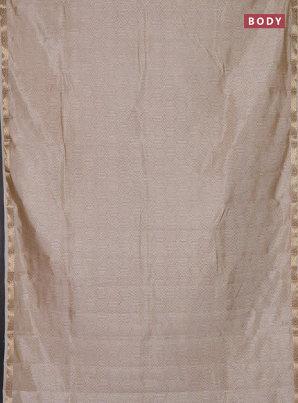 Semi raw silk saree cream with allover geometric prints and zari woven border