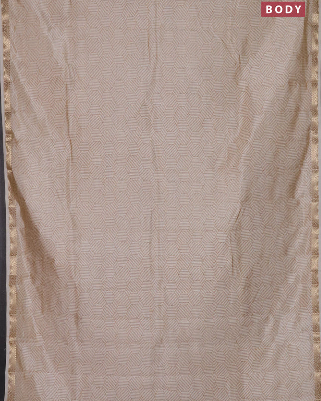 Semi raw silk saree cream with allover geometric prints and zari woven border