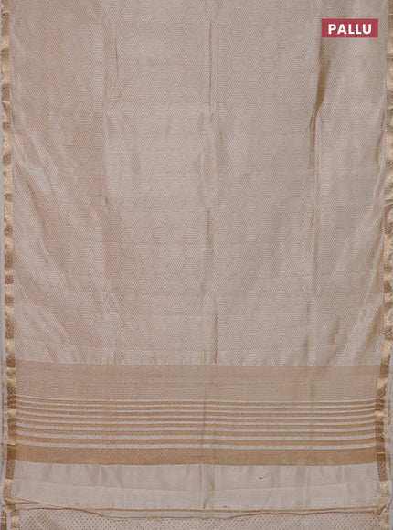 Semi raw silk saree cream with allover geometric prints and zari woven border