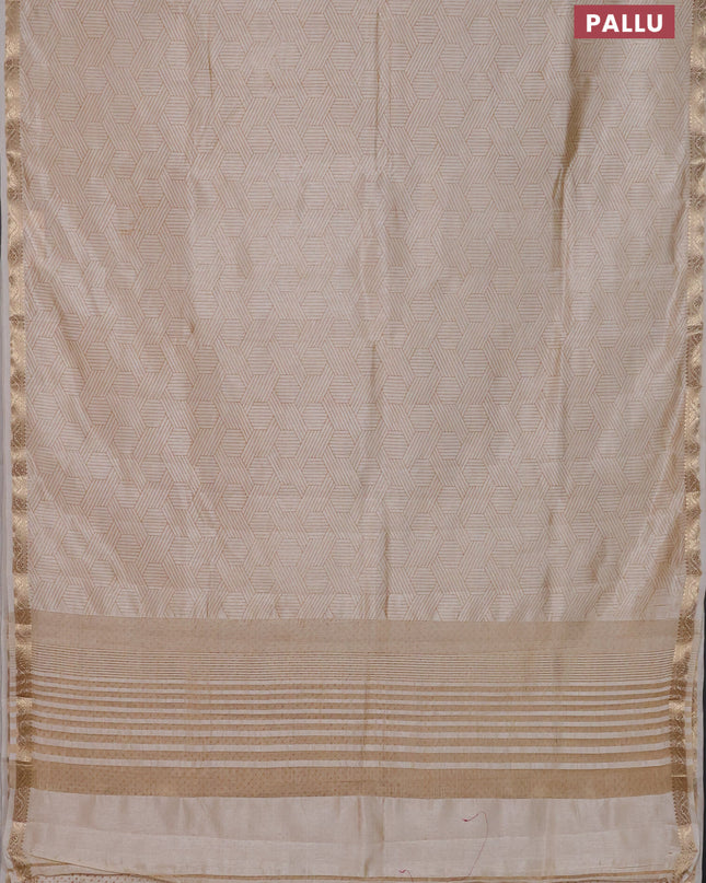 Semi raw silk saree cream with allover geometric prints and zari woven border