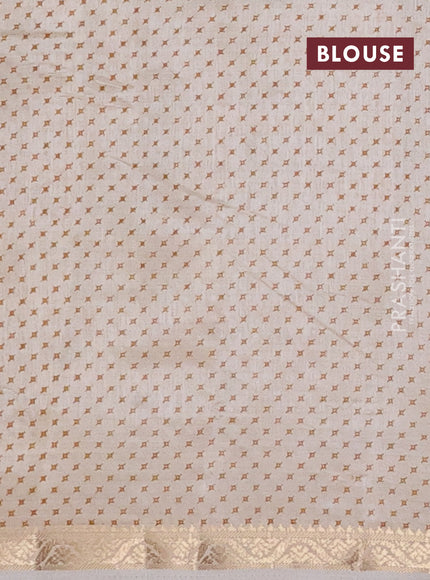 Semi raw silk saree cream with allover geometric prints and zari woven border