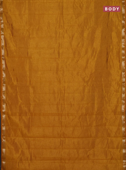 Semi raw silk saree dark mustard with allover geometric prints and zari woven border