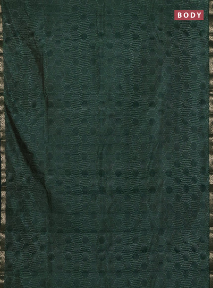 Semi raw silk saree bottle green with allover geometric prints and zari woven border