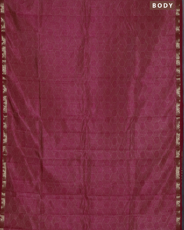 Semi raw silk saree pink with allover geometric prints and zari woven border