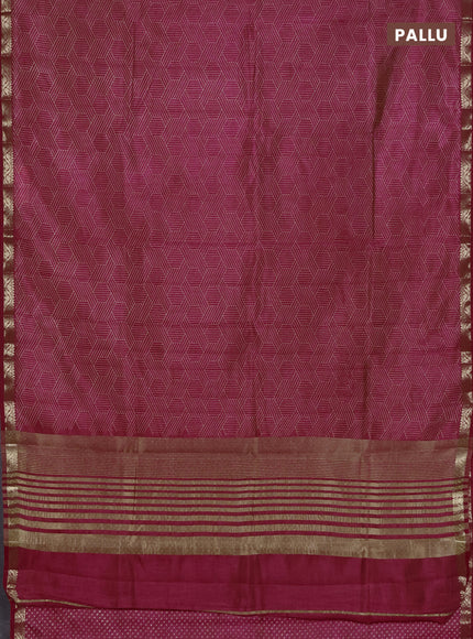 Semi raw silk saree pink with allover geometric prints and zari woven border