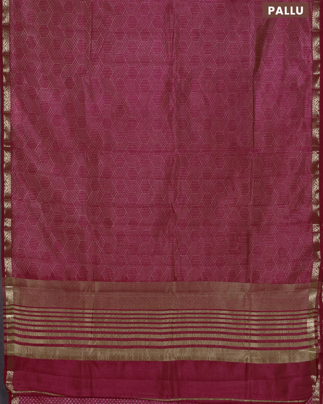 Semi raw silk saree pink with allover geometric prints and zari woven border