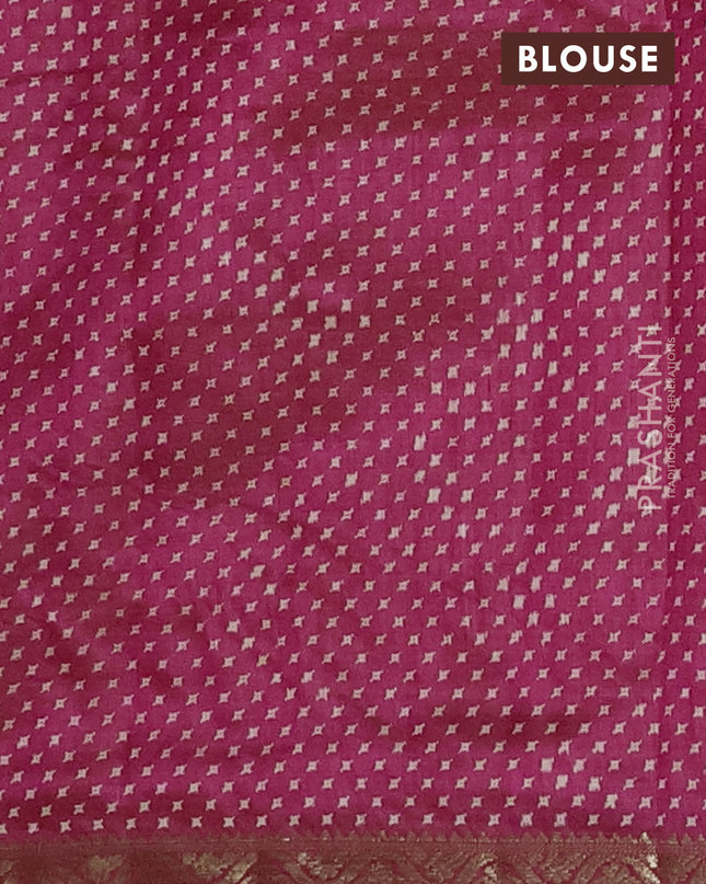 Semi raw silk saree pink with allover geometric prints and zari woven border