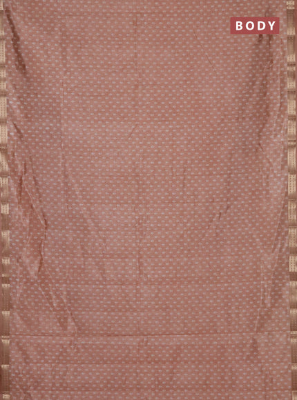 Semi raw silk saree pastel peach with allover butta prints and zari woven border