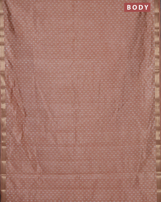Semi raw silk saree pastel peach with allover butta prints and zari woven border
