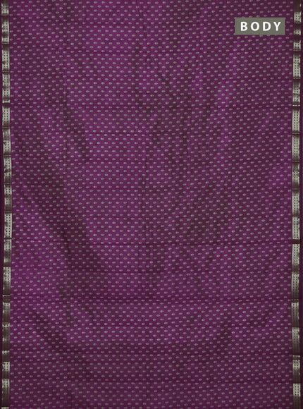 Semi raw silk saree purple with allover butta prints and zari woven border