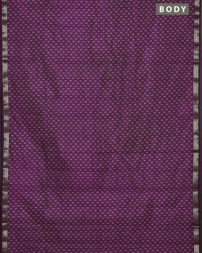 Semi raw silk saree purple with allover butta prints and zari woven border