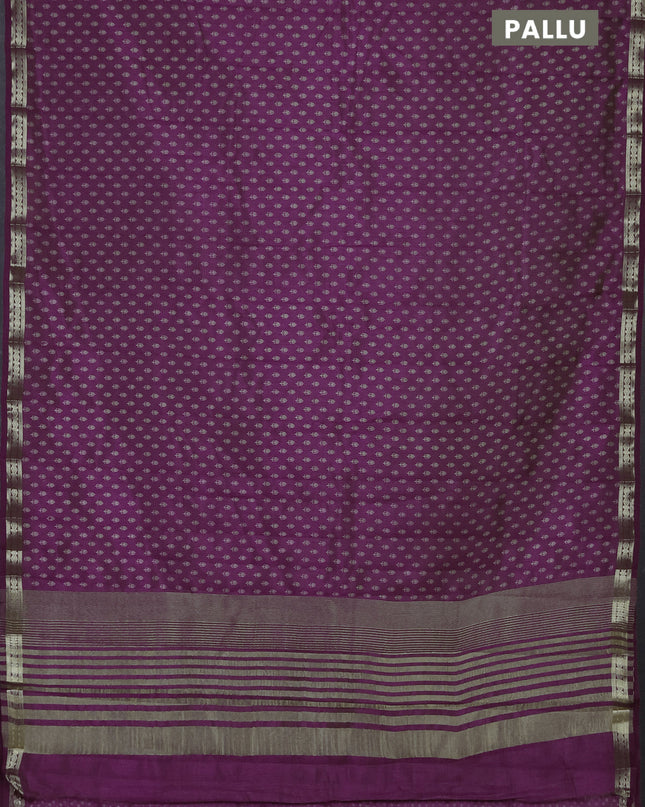 Semi raw silk saree purple with allover butta prints and zari woven border