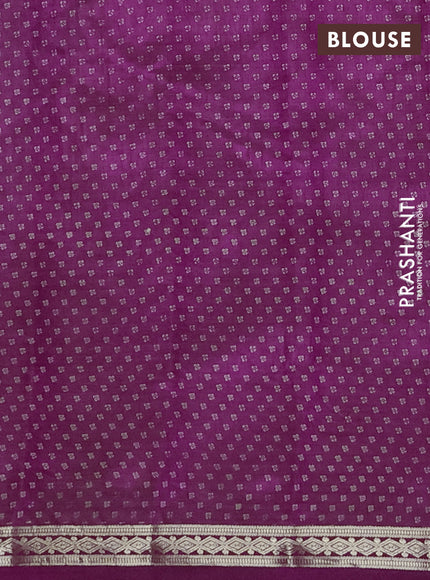 Semi raw silk saree purple with allover butta prints and zari woven border