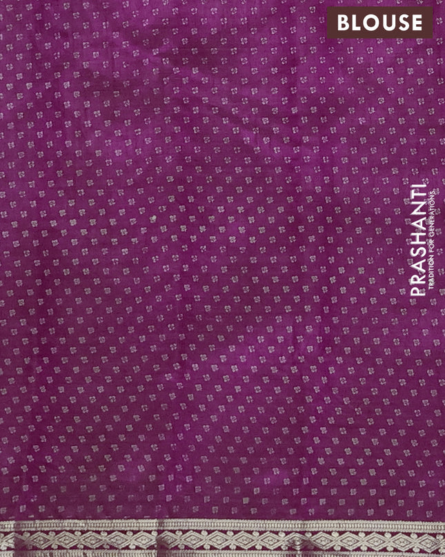 Semi raw silk saree purple with allover butta prints and zari woven border