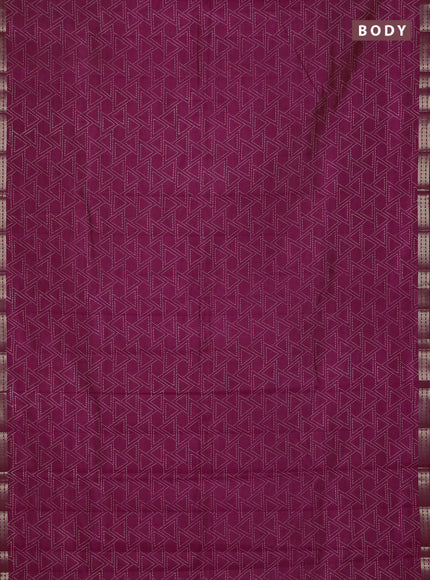 Semi raw silk saree pink with allover geometric prints and zari woven border