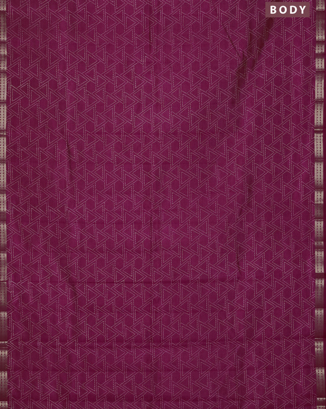 Semi raw silk saree pink with allover geometric prints and zari woven border