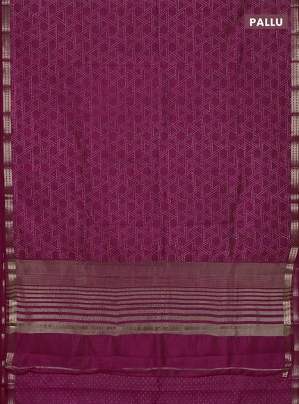 Semi raw silk saree pink with allover geometric prints and zari woven border