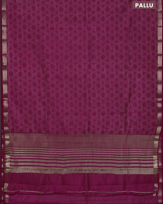 Semi raw silk saree pink with allover geometric prints and zari woven border
