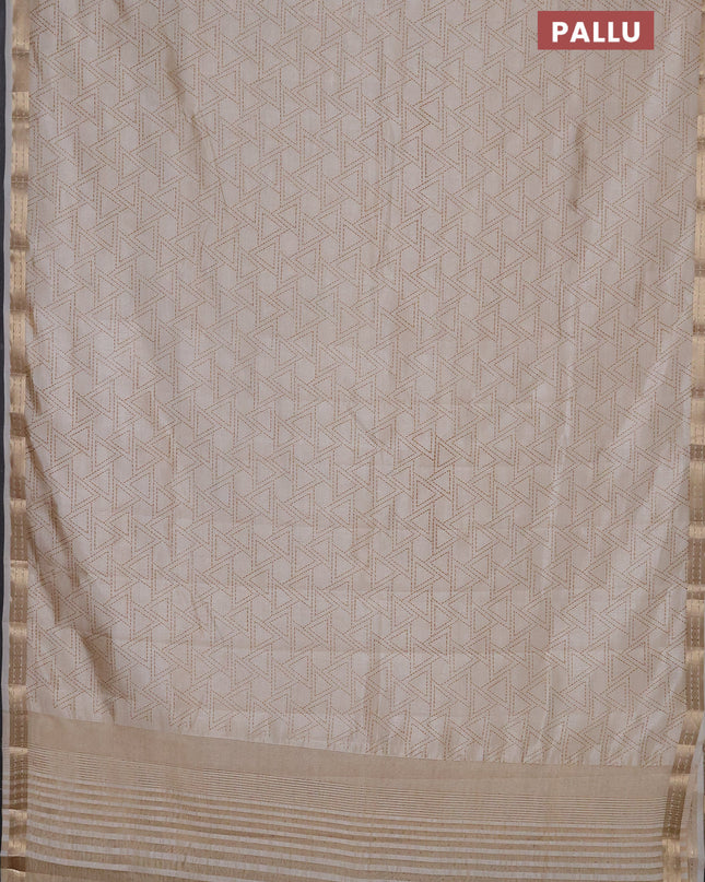 Semi raw silk saree cream with allover geometric prints and zari woven border