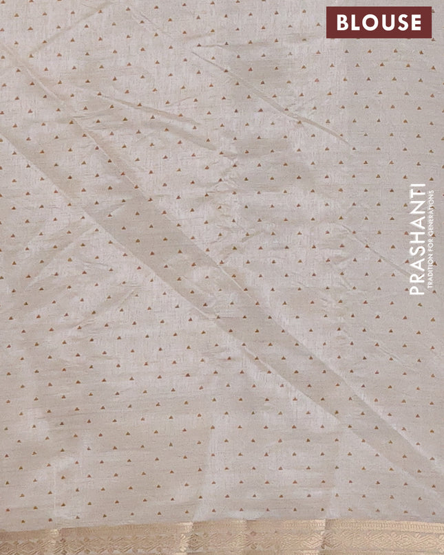 Semi raw silk saree cream with allover geometric prints and zari woven border