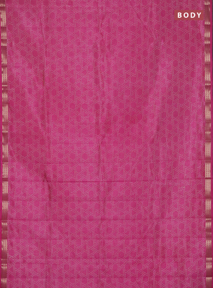 Semi raw silk saree light pink with allover geometric prints and zari woven border