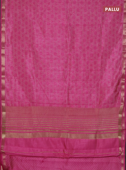 Semi raw silk saree light pink with allover geometric prints and zari woven border