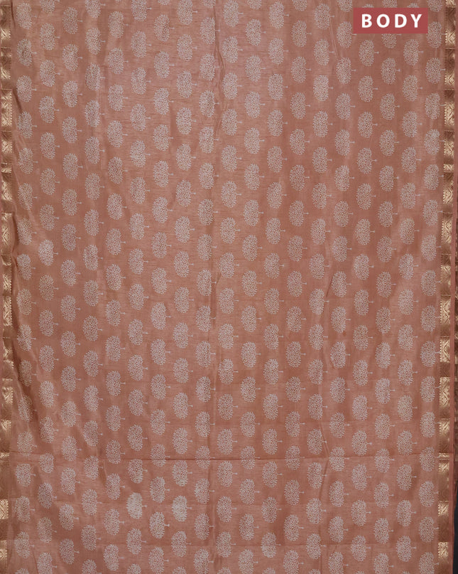 Semi raw silk saree pastel peach with allover butta prints and zari woven border