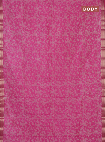 Semi raw silk saree light pink with allover geometric prints and zari woven border