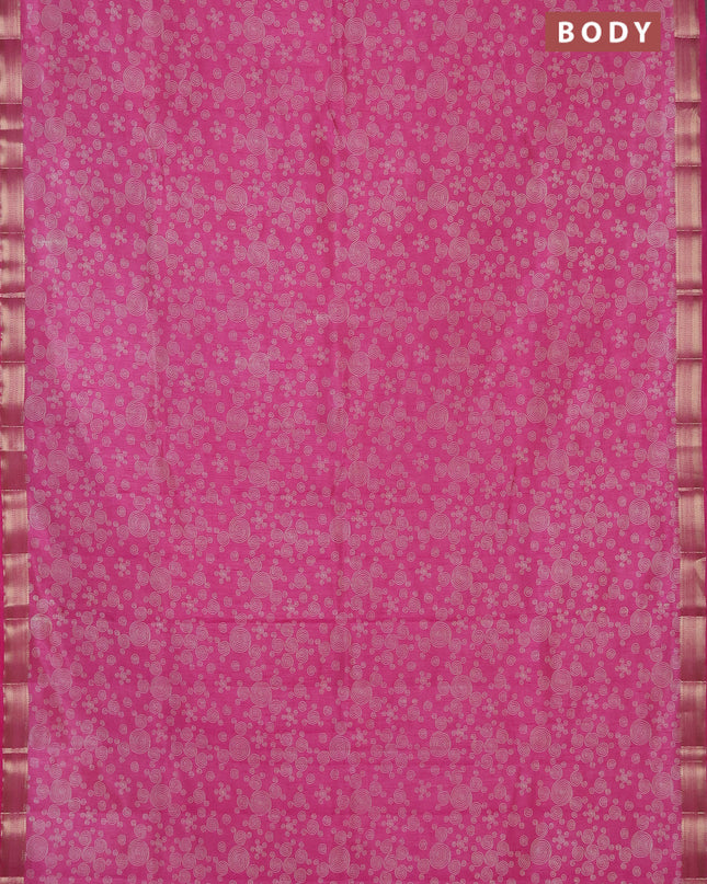 Semi raw silk saree light pink with allover geometric prints and zari woven border
