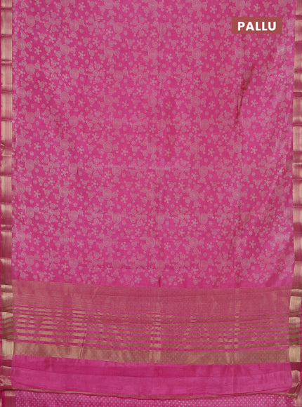 Semi raw silk saree light pink with allover geometric prints and zari woven border