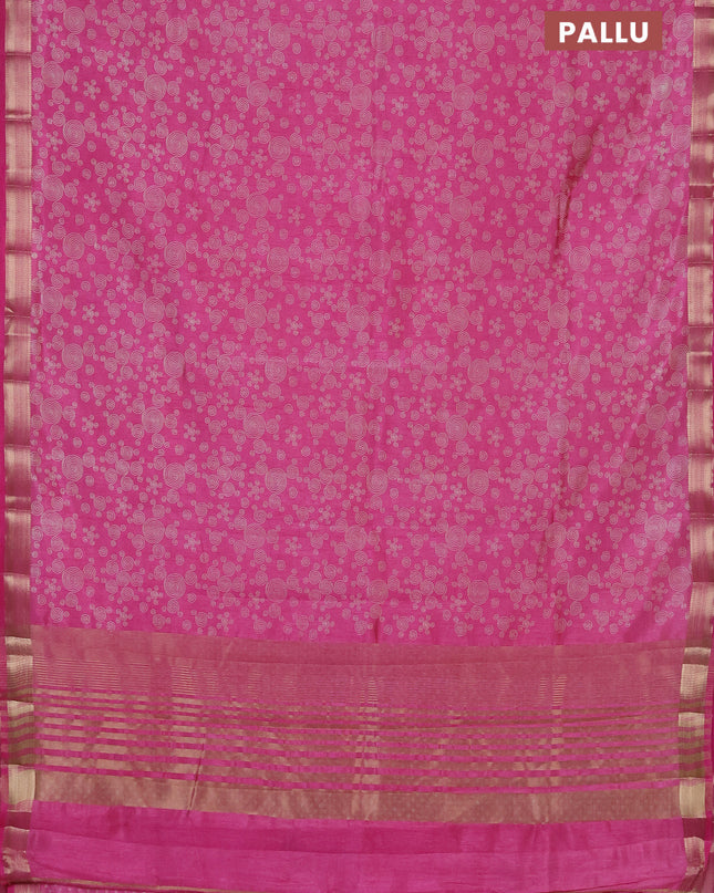 Semi raw silk saree light pink with allover geometric prints and zari woven border