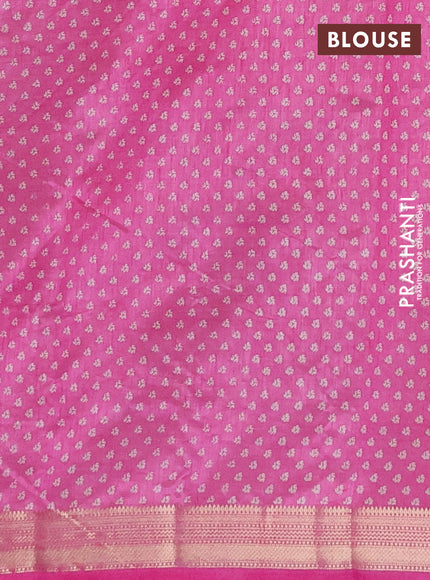 Semi raw silk saree light pink with allover geometric prints and zari woven border