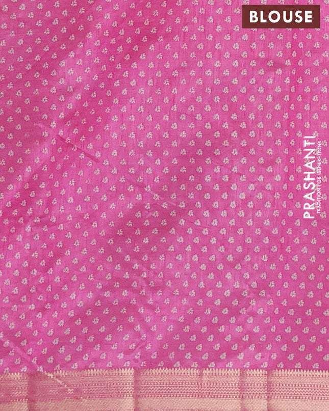 Semi raw silk saree light pink with allover geometric prints and zari woven border