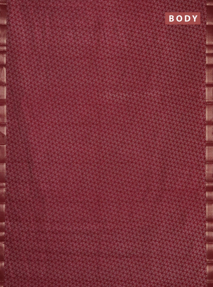 Semi raw silk saree maroon with allover geometric prints and zari woven border