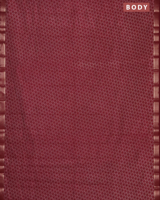 Semi raw silk saree maroon with allover geometric prints and zari woven border