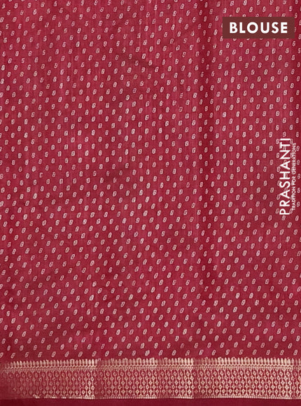Semi raw silk saree maroon with allover geometric prints and zari woven border
