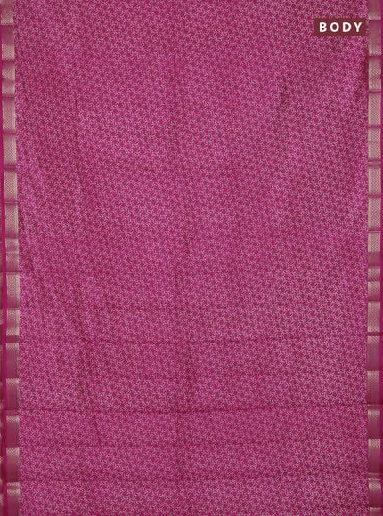 Semi raw silk saree light pink with allover geometric prints and zari woven border