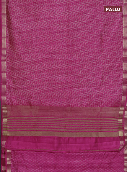 Semi raw silk saree light pink with allover geometric prints and zari woven border