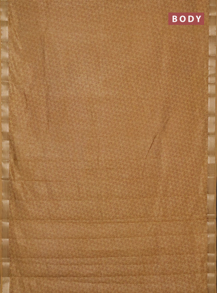 Semi raw silk saree sandal with allover geometric prints and zari woven border