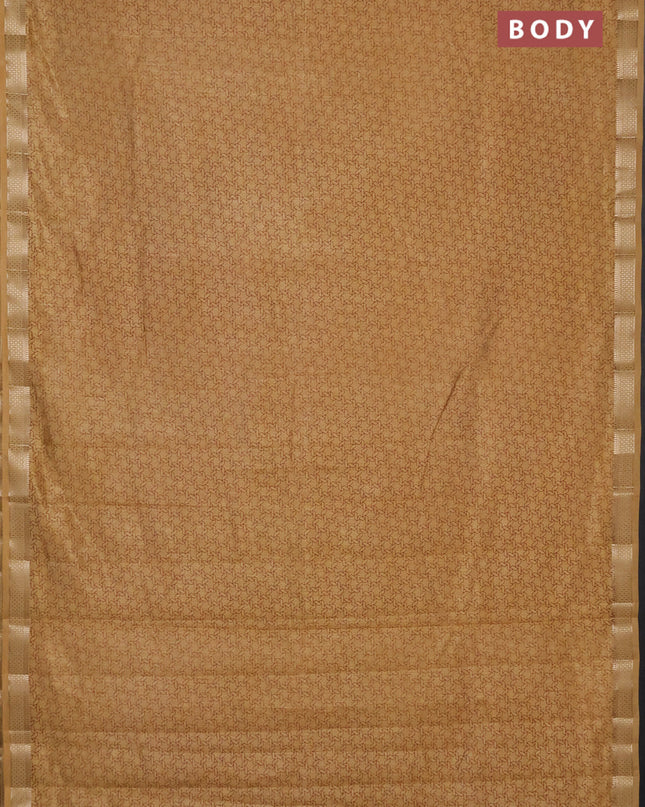 Semi raw silk saree sandal with allover geometric prints and zari woven border