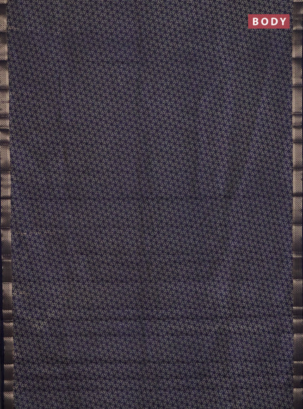 Semi raw silk saree navy blue with allover geometric prints and zari woven border