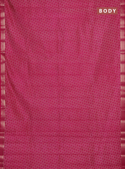Semi raw silk saree pink with allover geometric prints and zari woven border